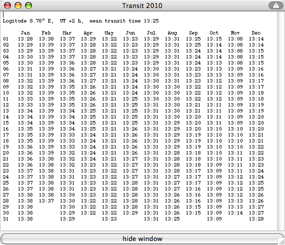 Transit
              Table