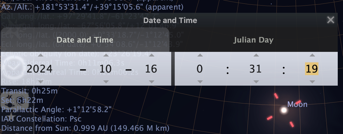 stellarium moon culmination