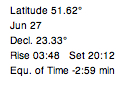 declination
                sunrise sunset
