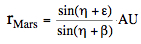 Mars orbital radius